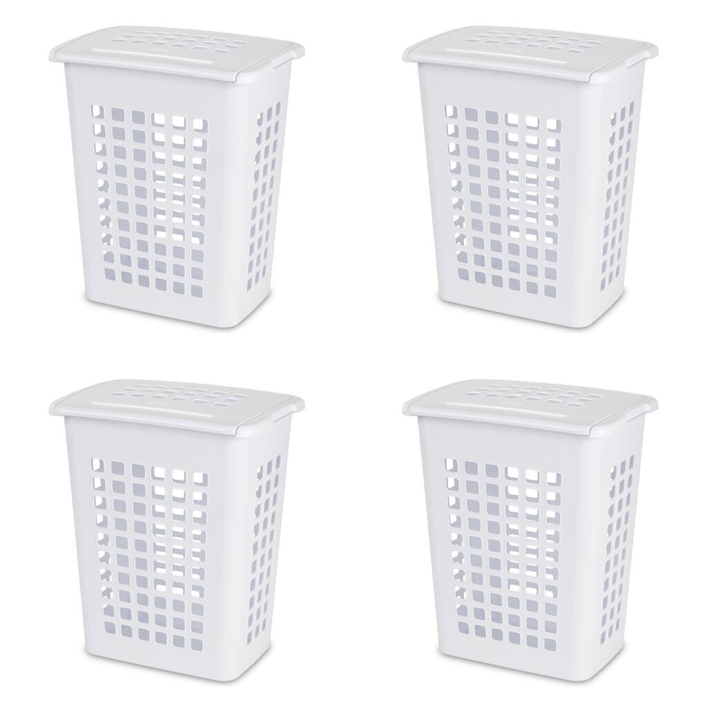 STERILITE Rectangular Lift Top Laundry Hampers White - Case of 4