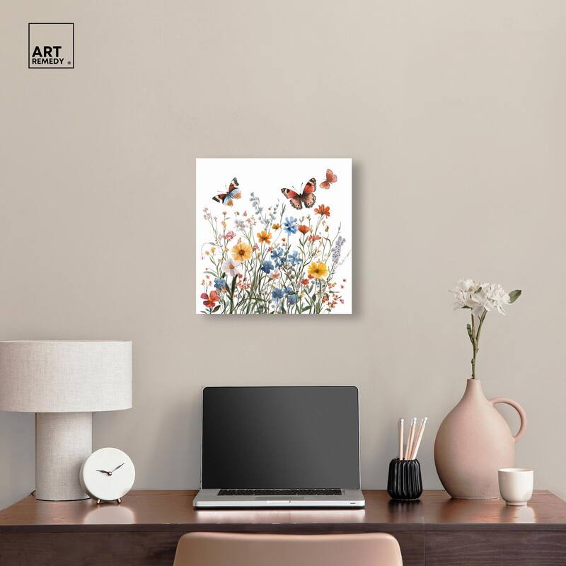 Garden of Fluttering Canvas by Art Remedy, Gallery Wrapped
