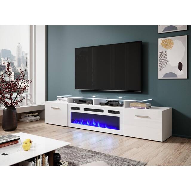 Rova WH-EF Electric Fireplace Modern 75" TV Stand