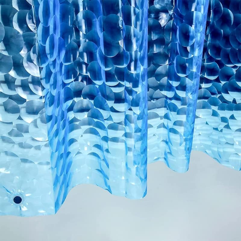 Blue Pearl Water Cube Plastic Shower Curtain - Light Weight 72" x 72"
