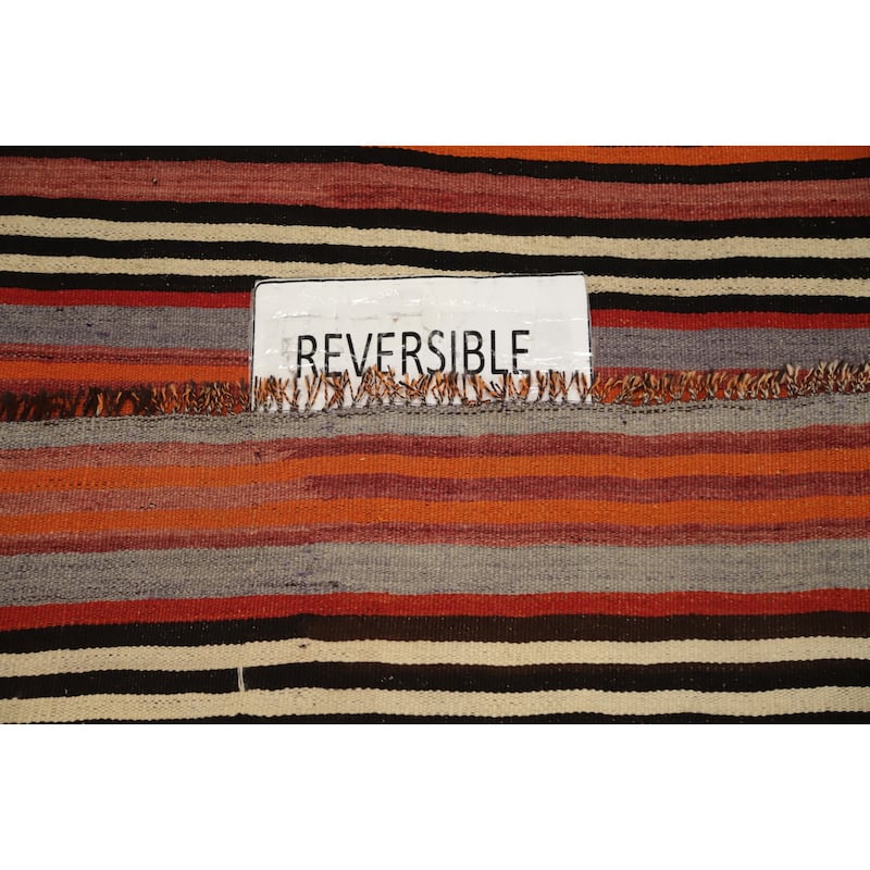 Hand Woven Oriental 100% Wool Carpet Southwestern Geometric Multi-Colored Kilim Area Rug - 10' 7'' X 4' 7''