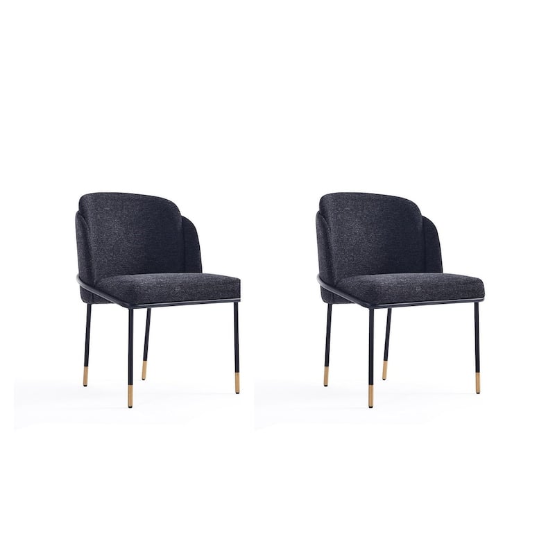 Manhattan Comfort Flor Fabric Dining Chair - Set of 2 - Black
