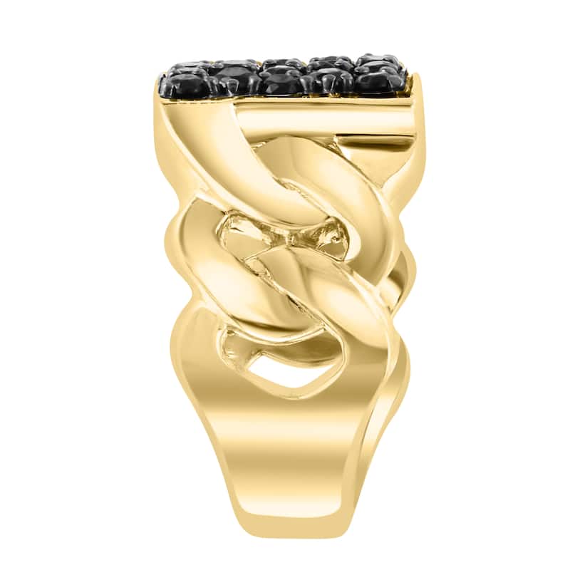 EFFY Men's Gold-Plated 925 Sterling Silver Black Spinel Ring