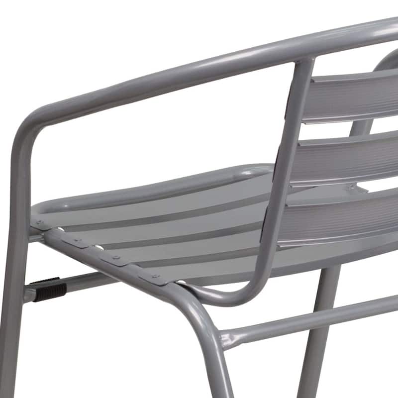 Modern Aluminum Slat Stacking Outdoor Restaurant Chairs (Set of 4)