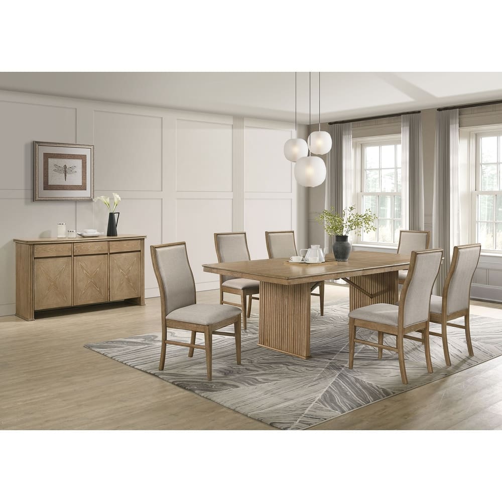 Adina Extension Dining Set Distressed Light Brown