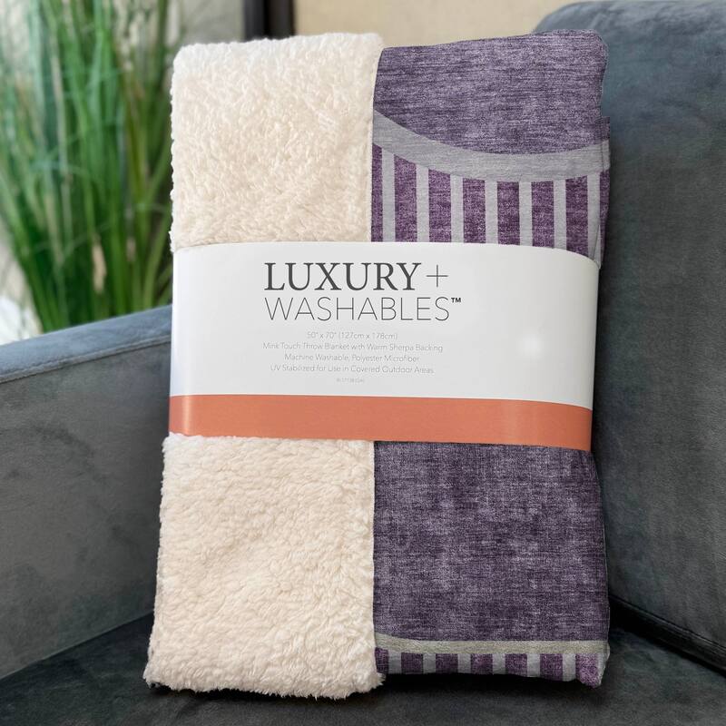 Premium Machine Washable Casual Contemporary Sherpa Throw Blanket