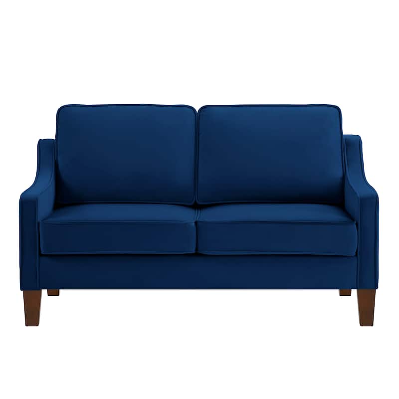 Modern Upholstered Loveseat Sofa, Small Couch with Wooden Legs