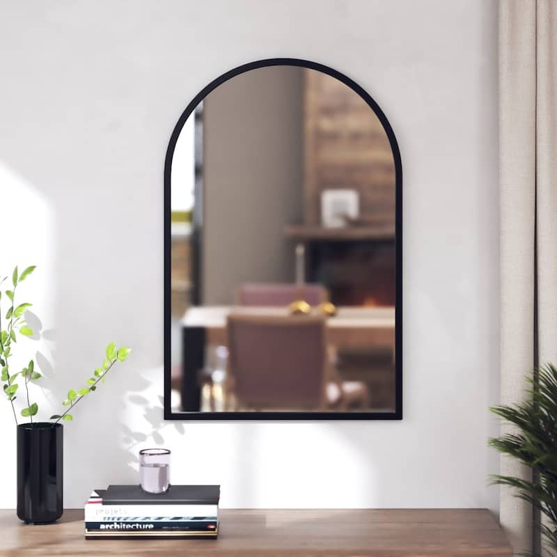 Wall Mount Arched Mirror with Slim Metal Frame