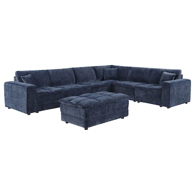 Atlantic 7-Piece Upholstered Modular Sectional Sofa Blue