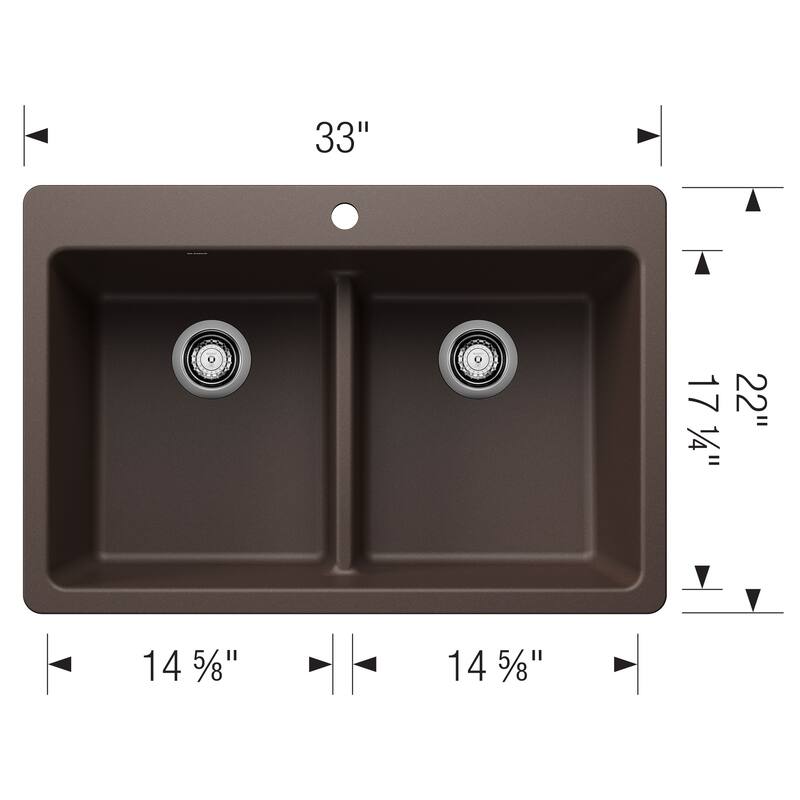 Blanco 443205 Liven 33" Drop-In/Undermount 50/50 Double Basin
