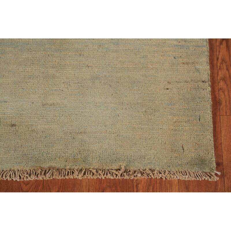 Gabbeh Oriental Rug Handmade Tribal Green Wool Carpet - 5'0" x 6'8"