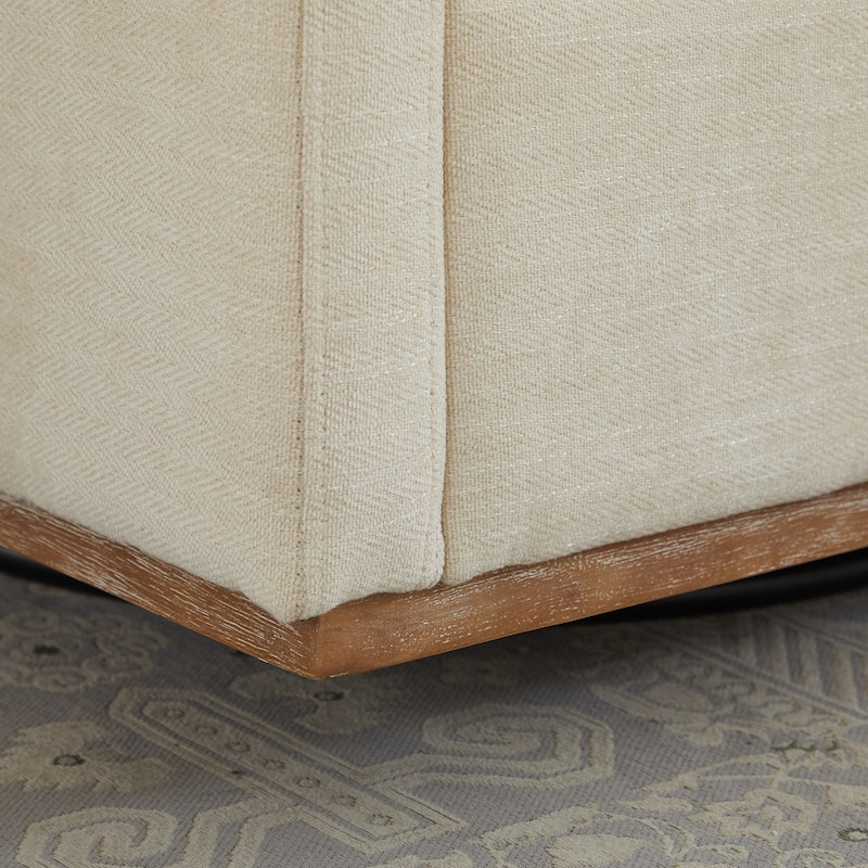 Chenille Square Swivel Accent Chair with 360掳 Rotation, Removable Back Cushion, and Solid Wood Frame