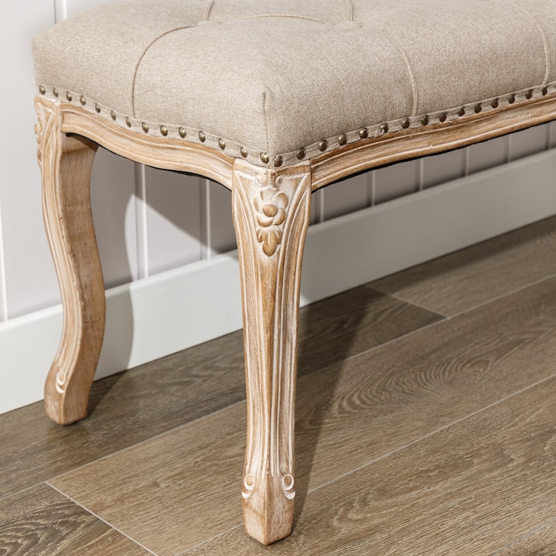 45.2 In.W Modern Padded Bed Tail Stool - 45.2" W X 14.6" D X 18.3" H