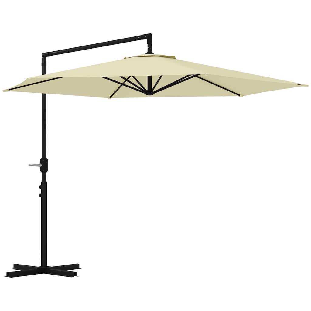 9.5FT Cantilever Patio Umbrella with Crank, Cross Base, and Air Vent for Outdoor Shade