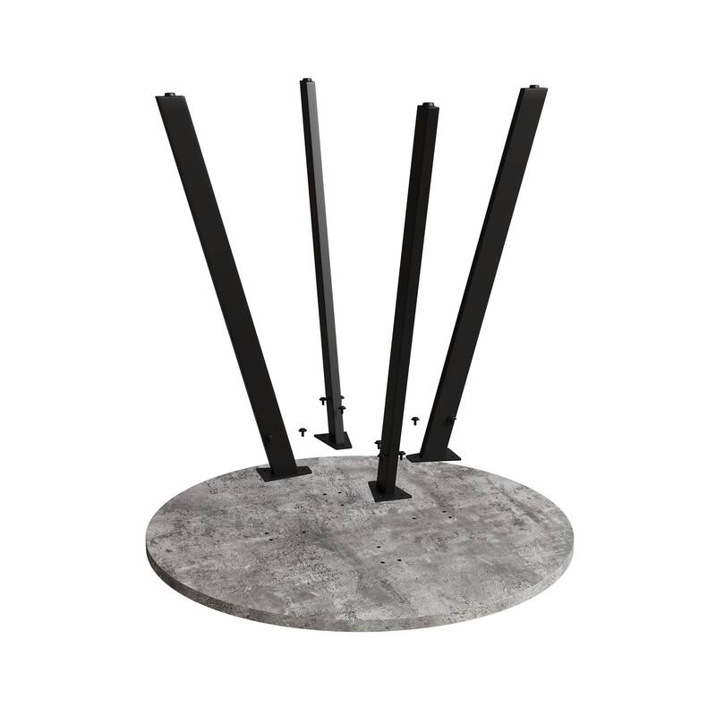 Round Dining Table with Cement Texture Top and Triangular Iron Bracket