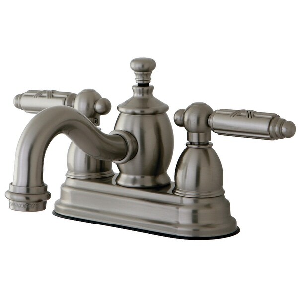 Kingston Brass KS710.GL Georgian 1.2 GPM Centerset Bathroom Faucet with Pop-Up Drain Assembly and Metal Handles
