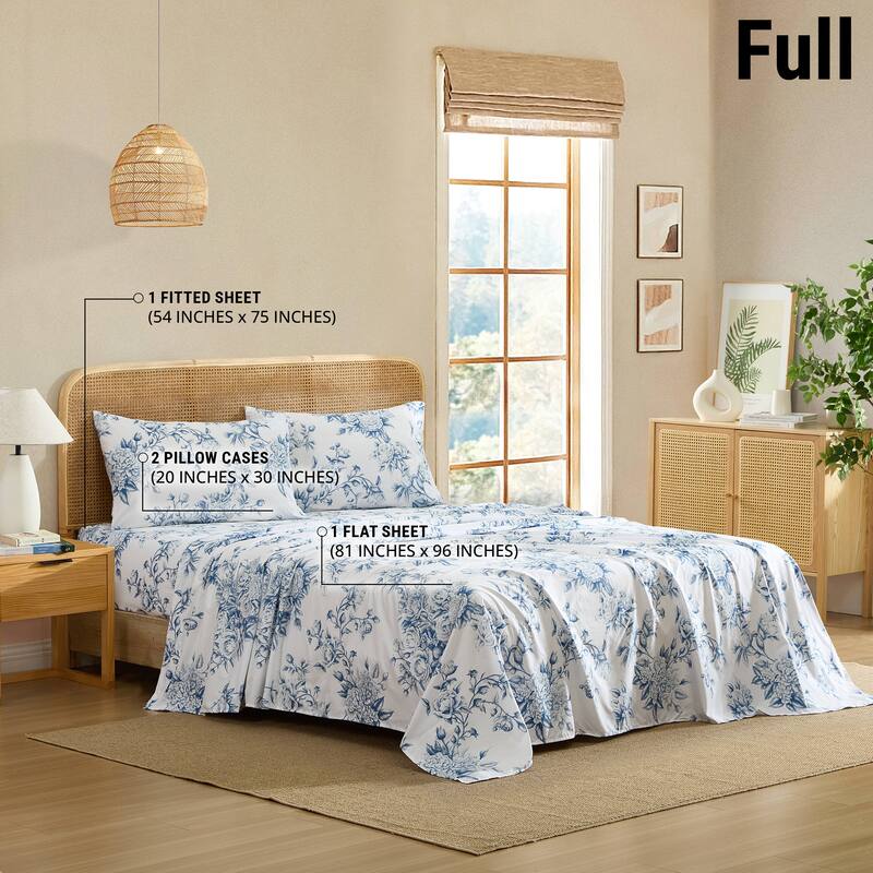 HLC.ME Floral Bed Sheets - Multi-Piece Bed Sheet Set - Wrinkle Resistant & Ultra Soft - Fits Mattresses up to 15 Inches Deep