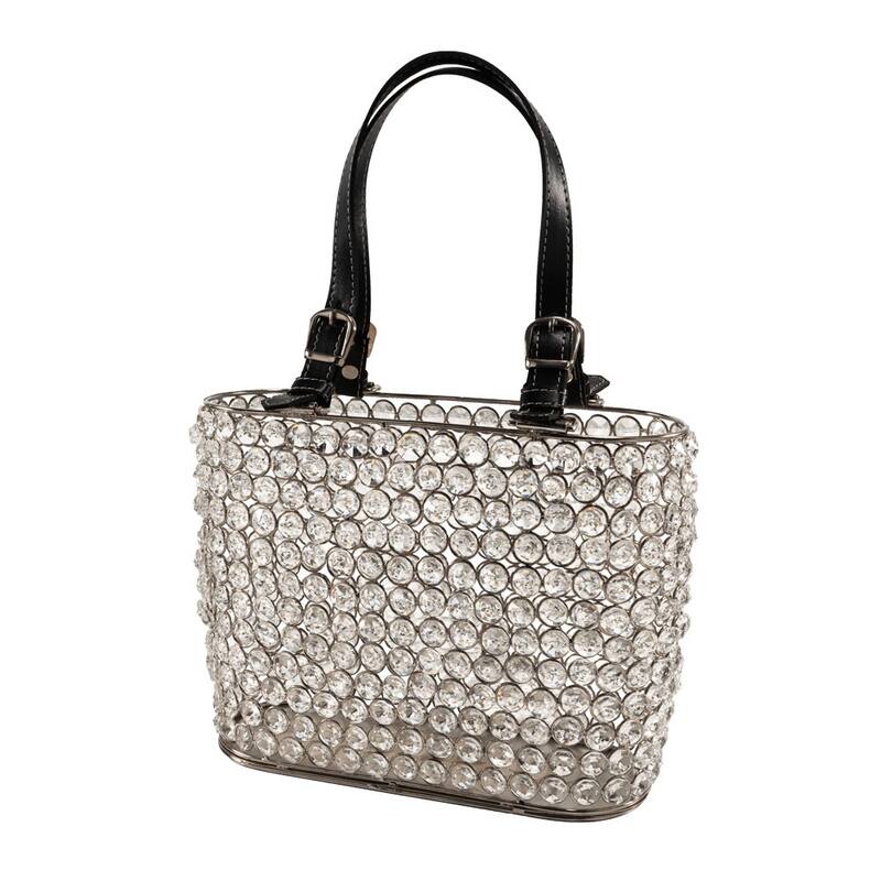 HomeRoots 11" Black And Silver Crystals And Metal Magazine Holder