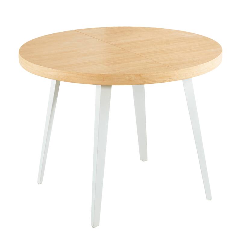 Modern Extensible Oval Dining Table 4-6 Person, Kitchen Table with MDF Top & Metal Legs for Dining Room, Living Room