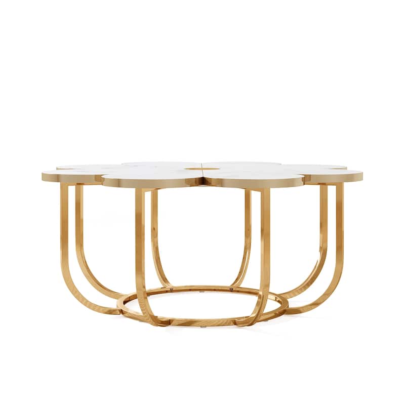 39.4 Inch Modern Flower-Shaped Coffee Centra Table for Living Room