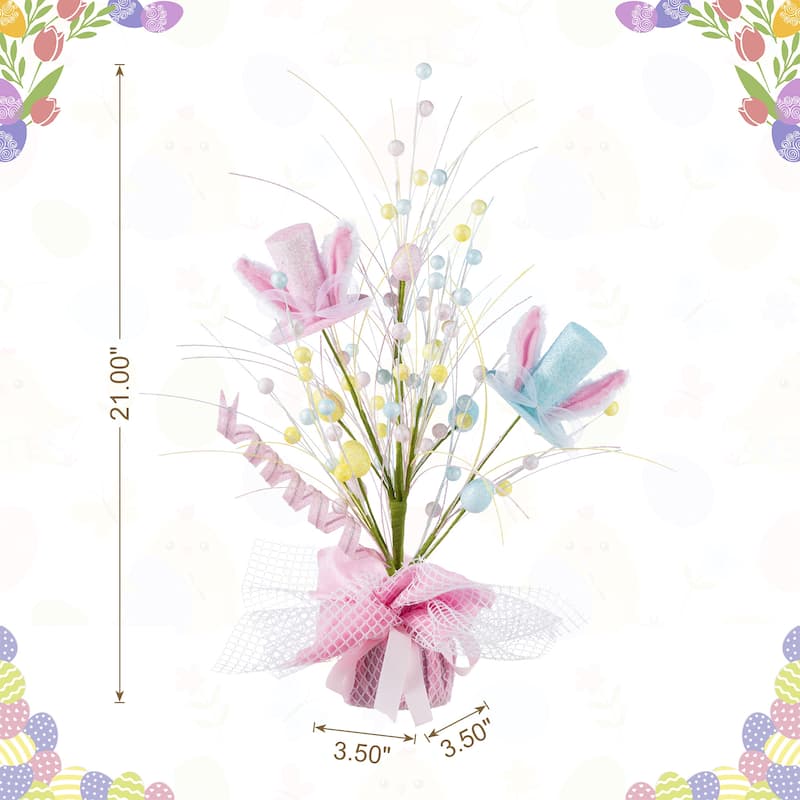 Glitzhome Easter Table Tree with Eggs Lavender Top Hat Decoration for Spring Party Supplies Props