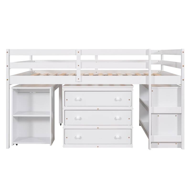 Harper & Bright Designs Wood Twin Low Study Loft Bed