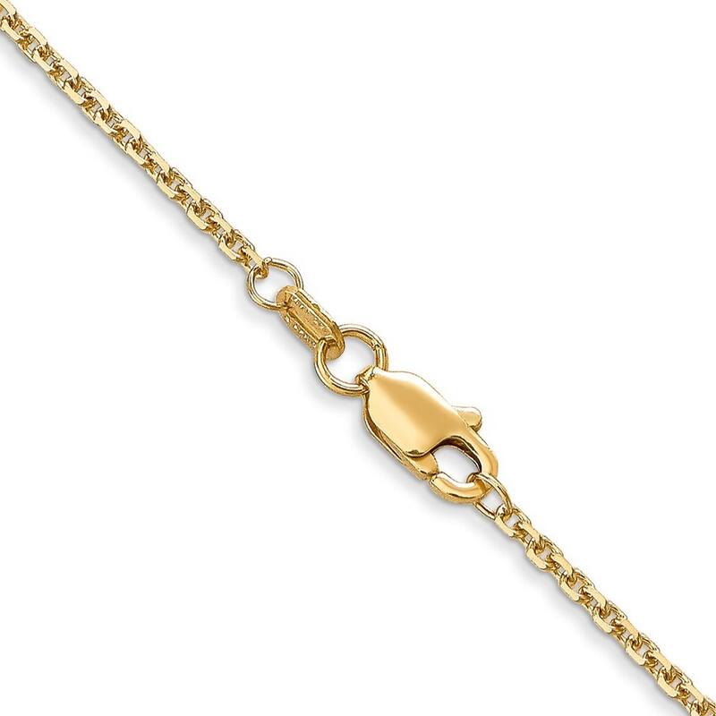 Curata Women's 14k Yellow Gold 1.3mm Solid Sparkle-Cut Cable Chain Anklet - 9 Inch - Lobster Claw