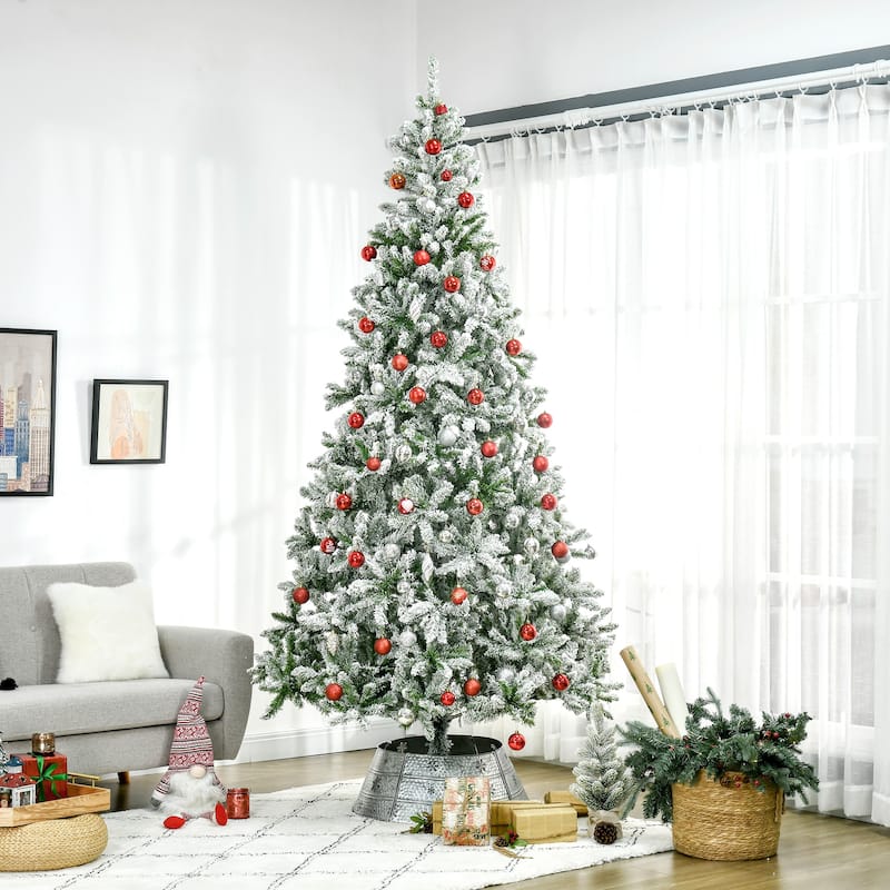 Full and Lifelike 7.5ft/9ft Snow Flocked Christmas Tree Perfect for Home and Office Holiday Decoration