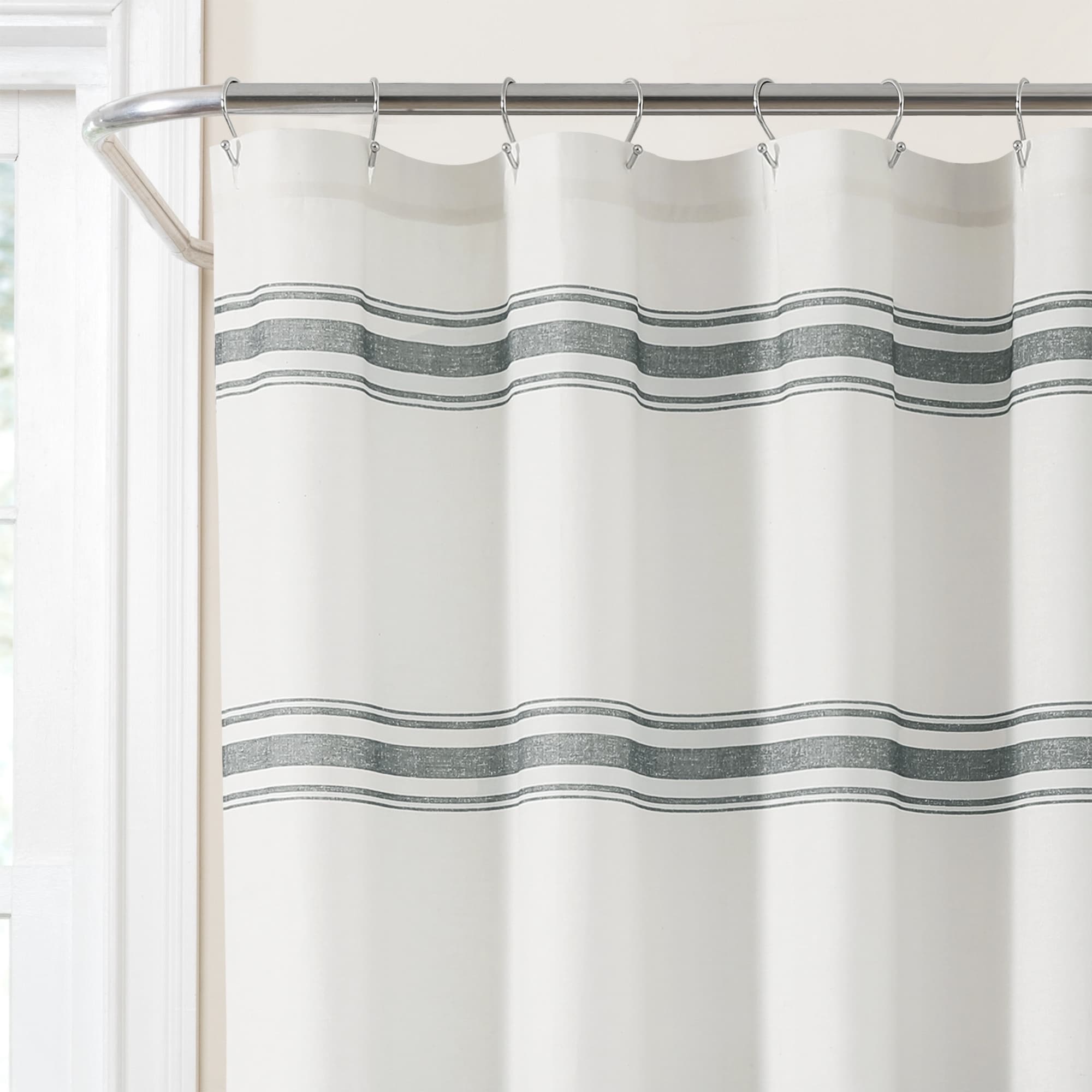 Farmhouse Stripe Shower Curtain by Lush Decor Rustic Bathroom Decor-image