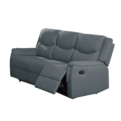 Burlap-Like-Fabric Upholstered Manual Motion Reclining Sofa