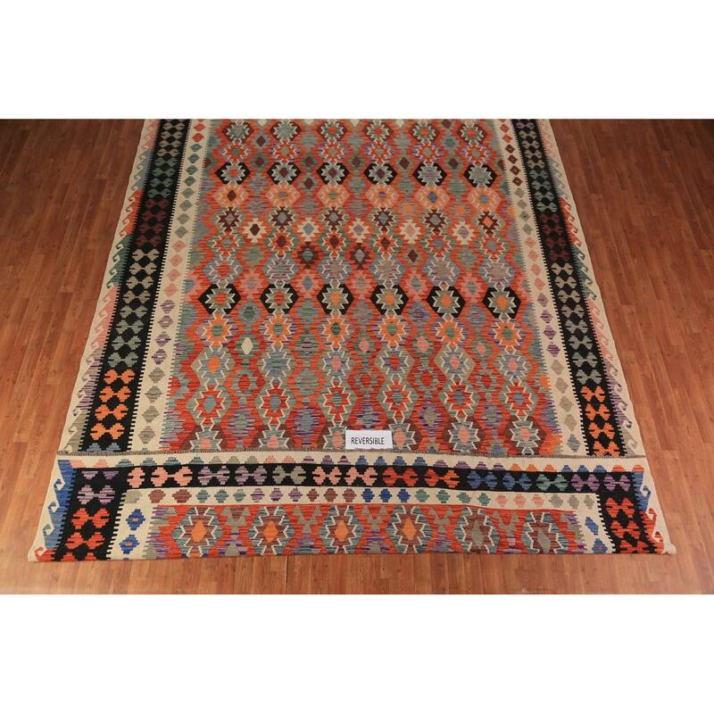 Southwestern Kilim Oriental Large Rug Hand-Woven Wool Carpet - 10'5"x 15'9"