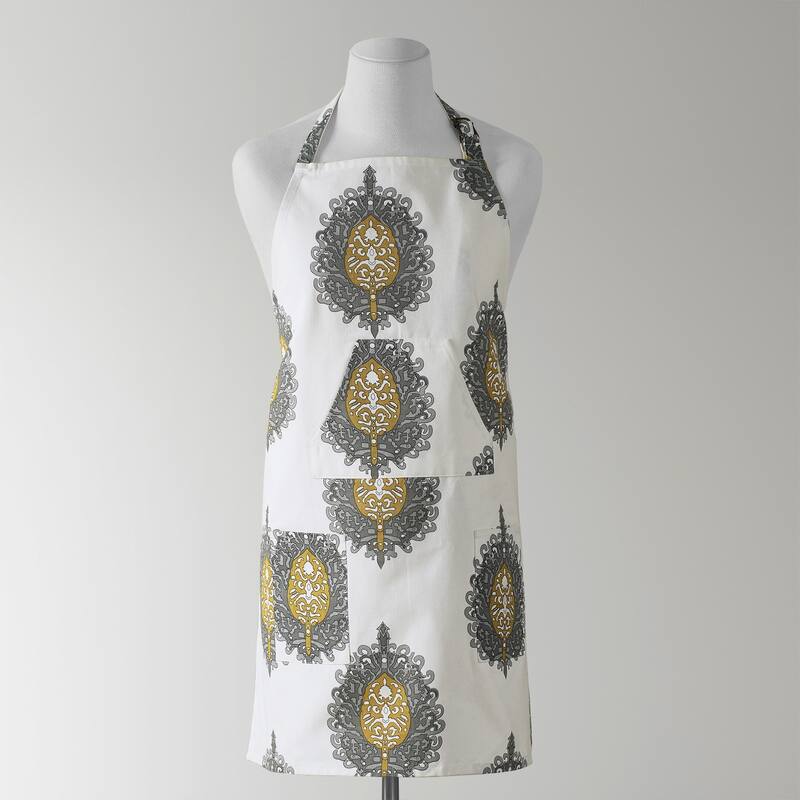 Exclusive Fabrics Mayan Printed Cotton Apron - 27 X 34 - Mayan Gold