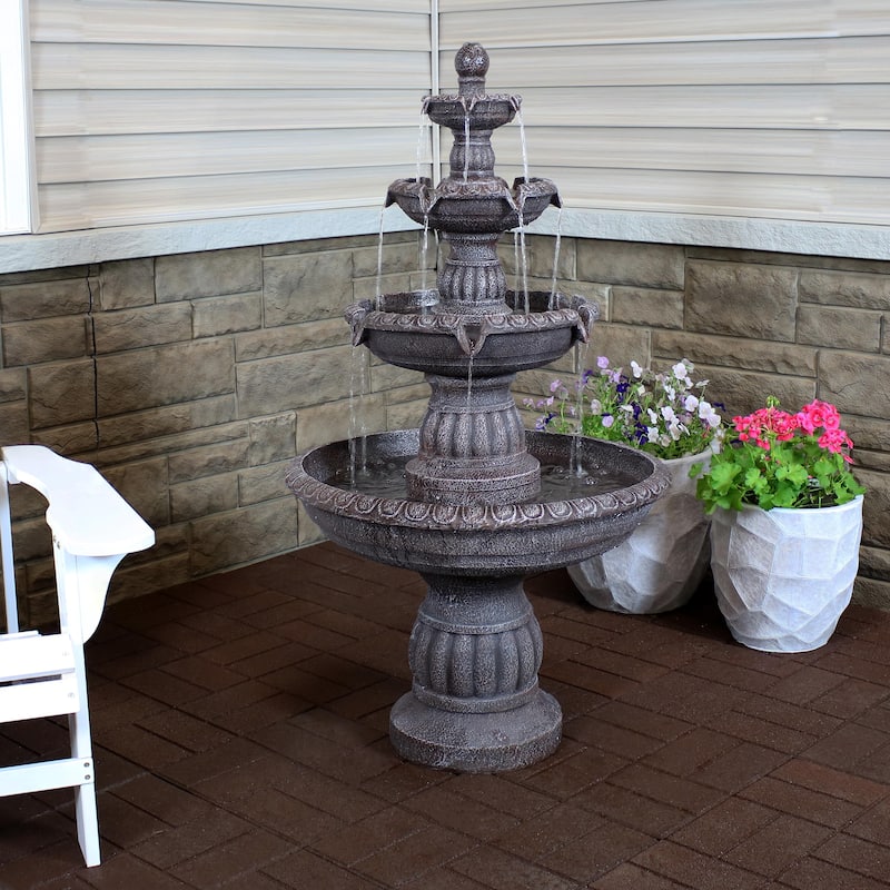 4-Tier Mediterranean Outdoor Water Fountain Backyard Feature -49" - 49"
