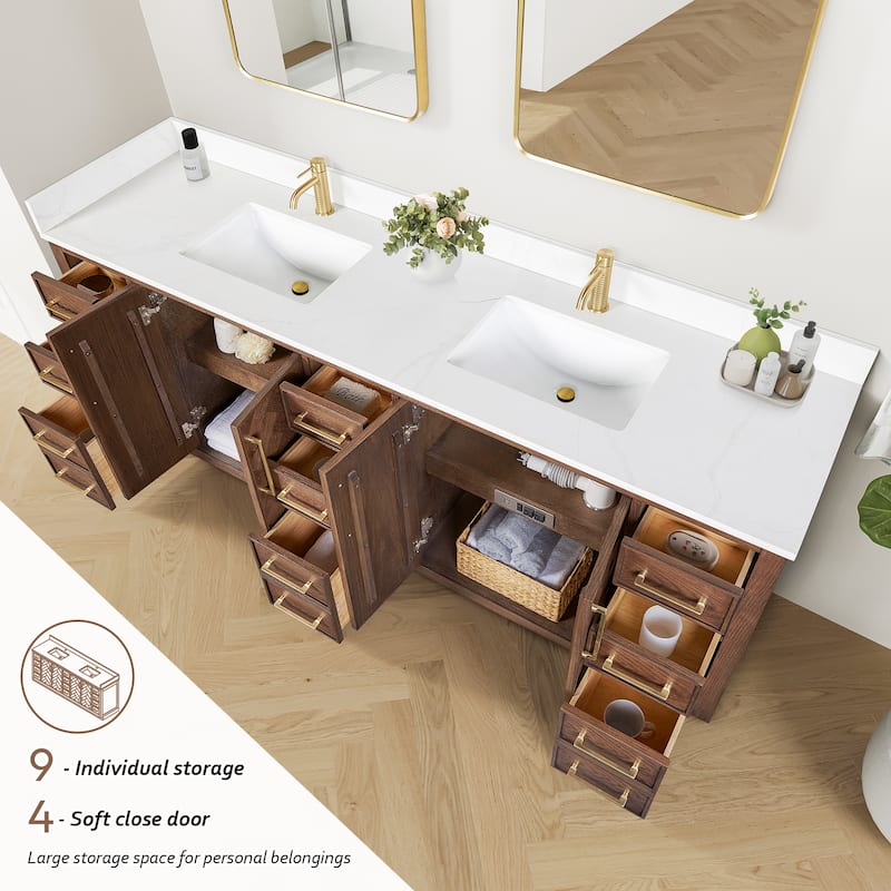 Jakarta Bath Vanity with Quartz Stone Top without Mirror