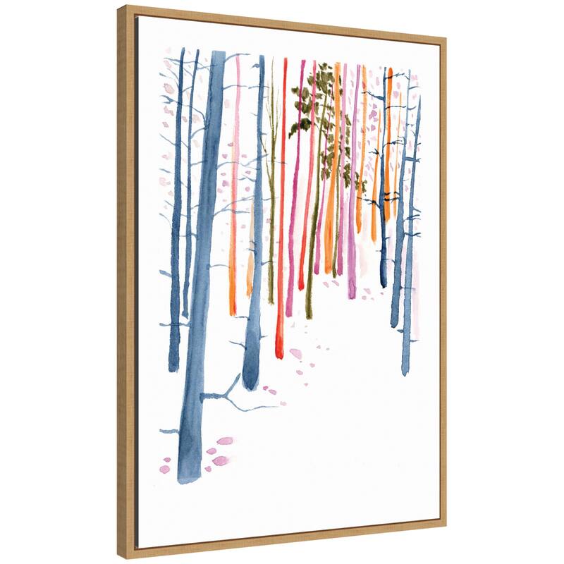 Kate and Laurel Sylvie Colorful Woodland Trees Framed Canvas by Viola Kreczmer - 23x33