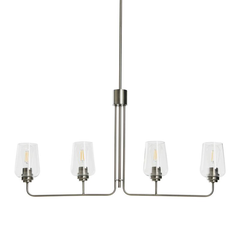 Metal and Glass 4-Light Linear Chandelier