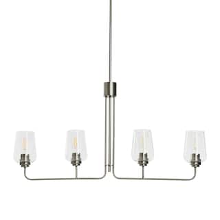 Metal and Glass 4-Light Linear Chandelier