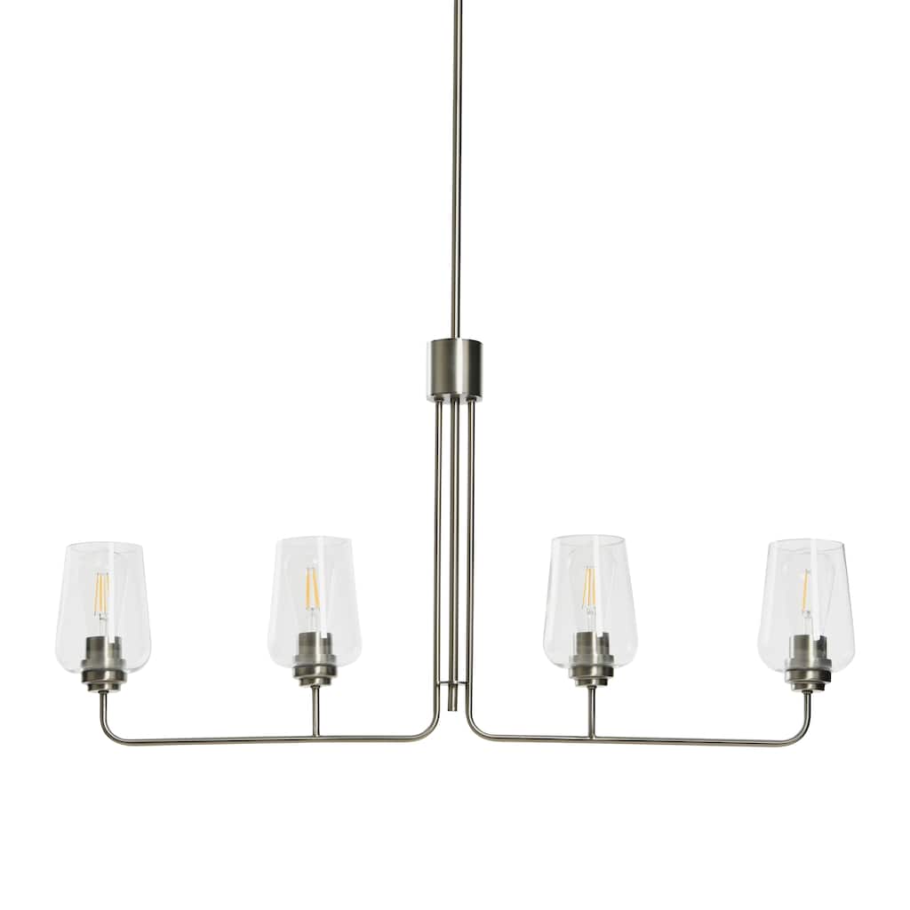Metal and Glass 4-Light Linear Chandelier
