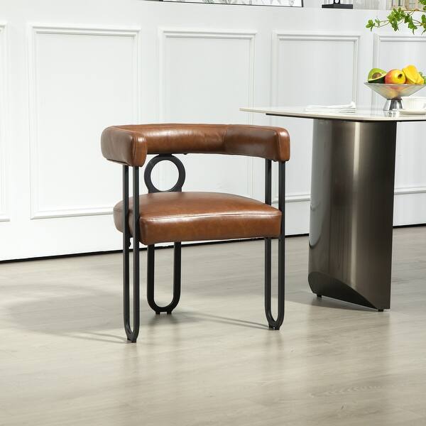 Ergonomic PU Leather Dining Accent Chairs with Metal Frame for