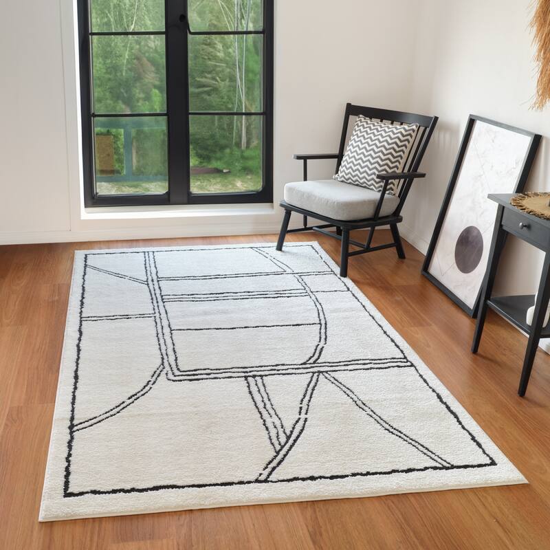 Mulan White Moroccan Power-Loom Area Rug 2' x 3'