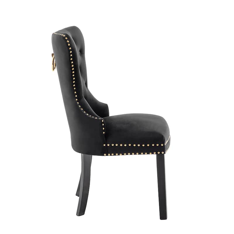Porthos Home Caja Tufted Velvet Dining Chairs with Rubberwood Legs, Set of 2