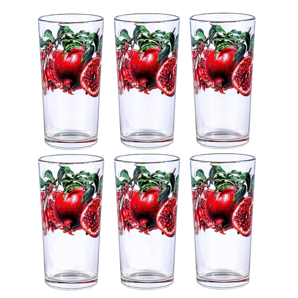 Three Red Pear Kitchen Drinking Glasses Tall Juice Tumblers 