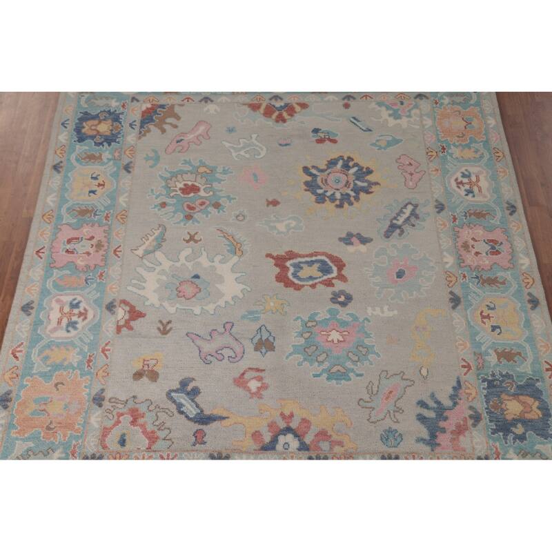 All-Over Oushak Indian Area Rug Handmade Wool Carpet - 7'11"x 9'11"