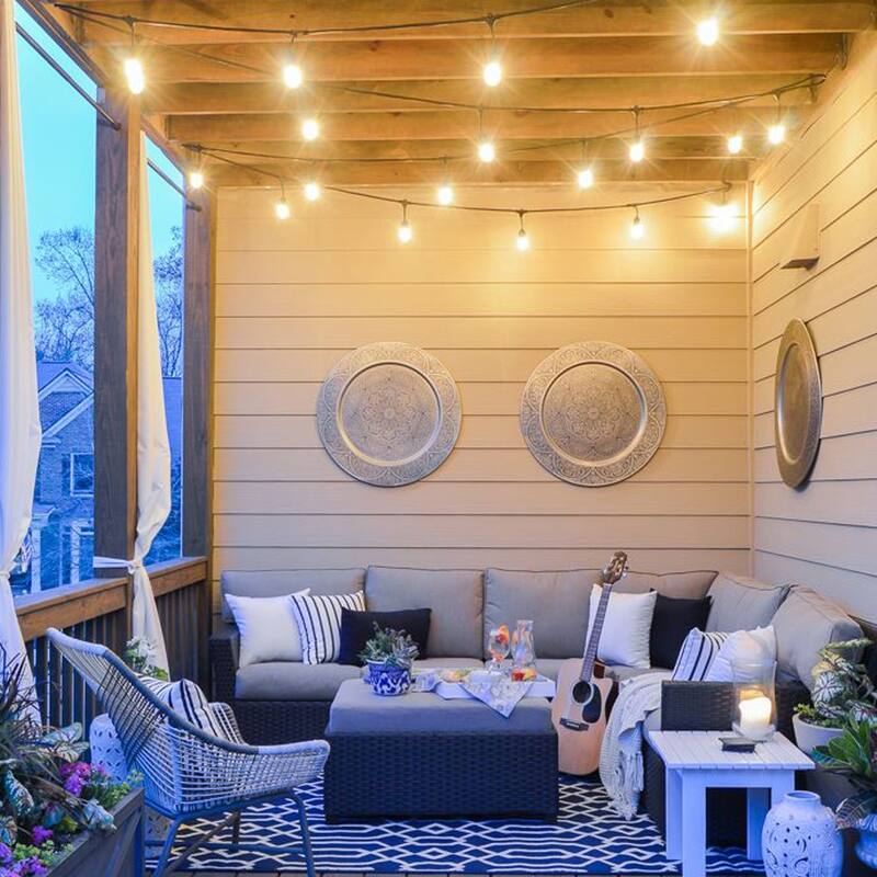 Brightech Ambience Pro 15 Light 48 Ft. Outdoor Plug-in LED S14 Edison Bulb String-Light 2700k Soft White