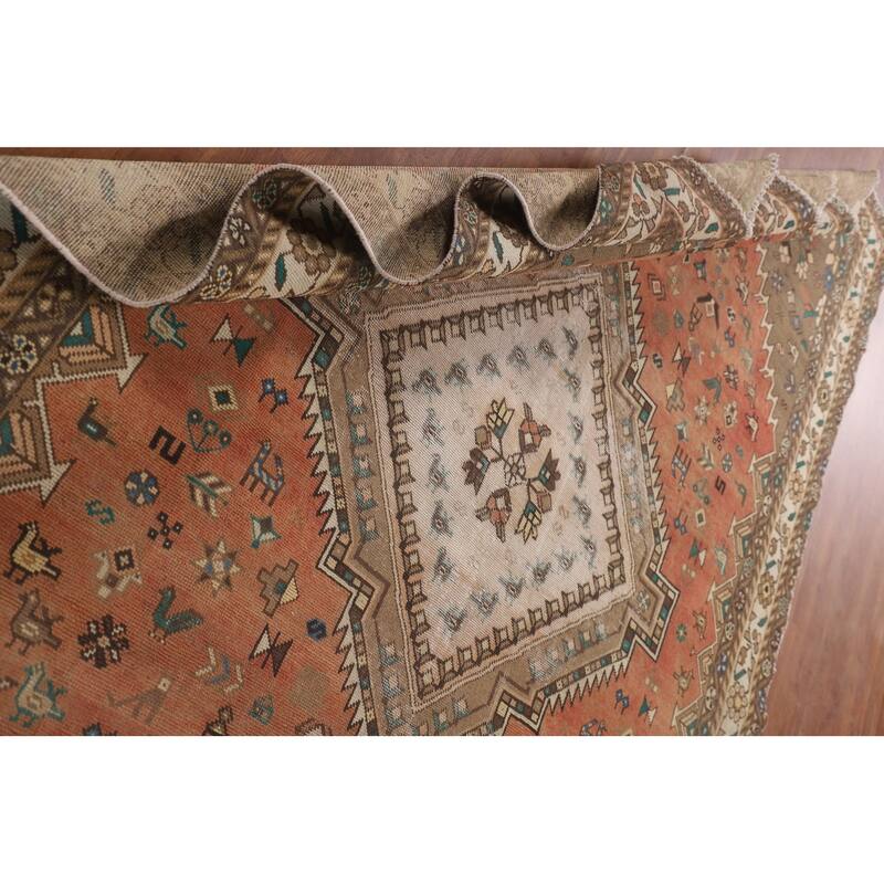 Tribal Bakhtiari Persian Vintage Area Rug Hand-Knotted Wool Carpet - 6'9"x 10'4"