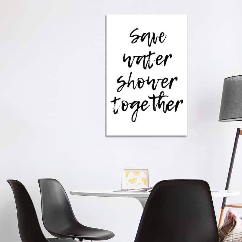 iCanvas "Save Water Shower Together" by Pixy Paper Canvas Print - 40x26x1.5
