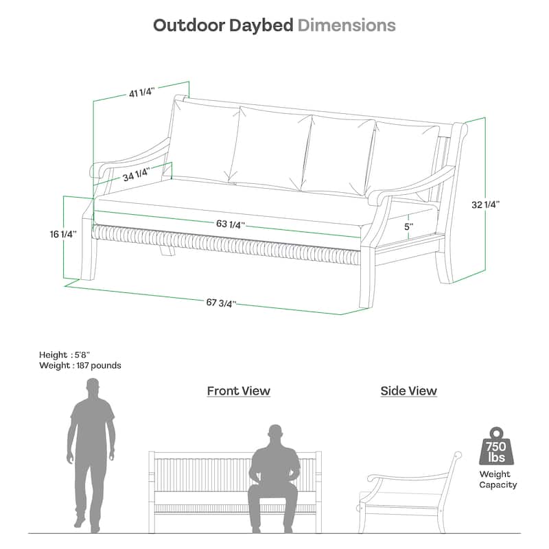 Cambridge Casual Chara Teak Outdoor Daybed with Cushion