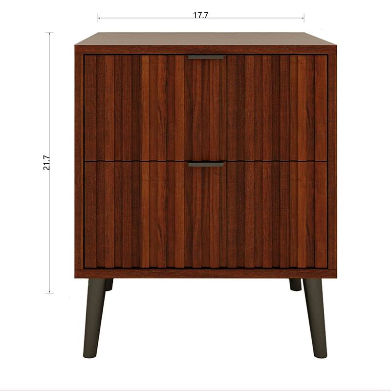 Wood Nightstand with 2 Drawers and Legs