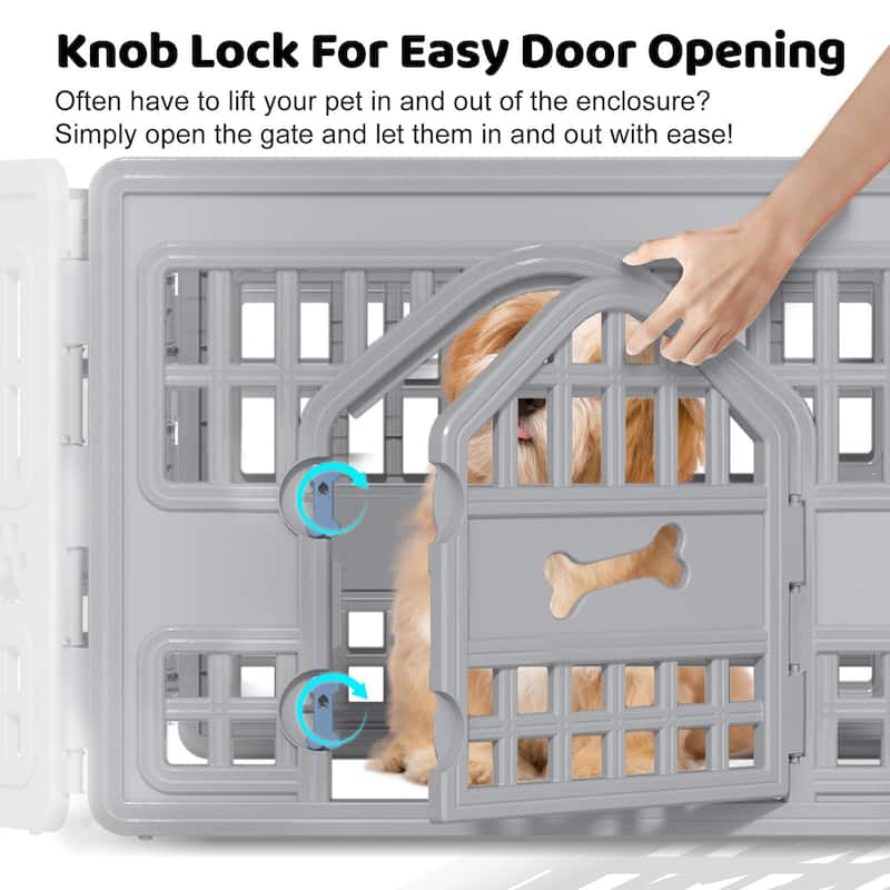 Dog Playpen For Puppy Small Dogs Keep Pets Secure Easy Assemble Easy Storing Customizable Non-Skid Rubber Feet - 31inch