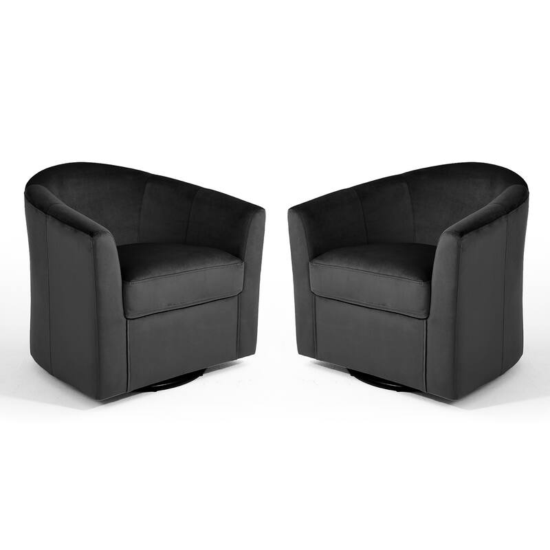 Set of 2 Velvet Swivel Accent Chairs Barrel Chairs with Plush Cushion